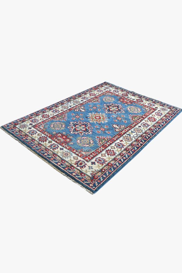 Village Kazak Handknotted Afghan Rug 146cm x 104cm / 4ft 9in x 3ft 5in - Image 4