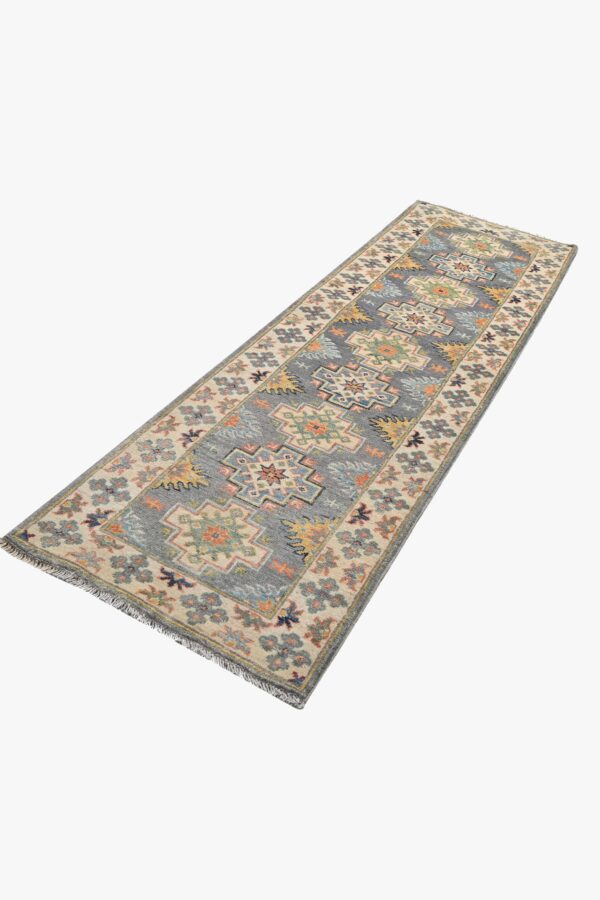 Handknotted Afghan Village Kazak Runner 208cm x 63cm / 6ft 10in x  2ft 1in / Wool - Image 5