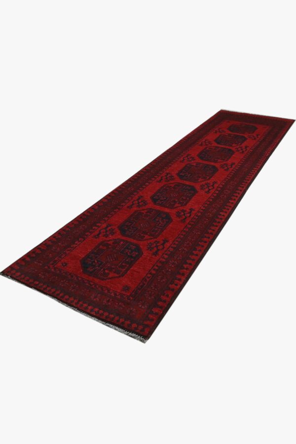 Red Afghan Aqchae Runner 279cm x 81cm / 9ft 2in x 2ft 8in - Image 7