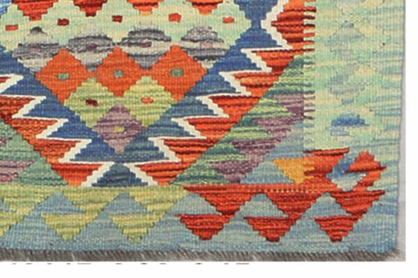 Afghan Kilim Runner 202cm x 65cm / 6ft 8in x 2ft 2in - Image 3